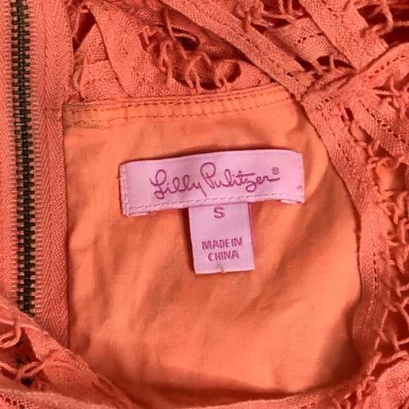 Lilly Pulitzer Tabitha Batt It Up Lace Dress SALMON orange FLORAL Crochet Small - Picture 6 of 11